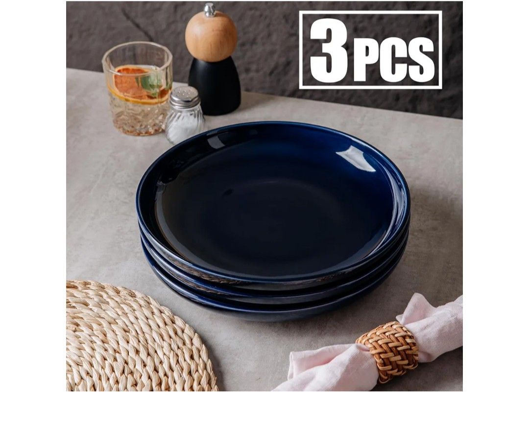 Blue Salad Modern Appetizer Plates - Dishwasher, Microwave, Oven