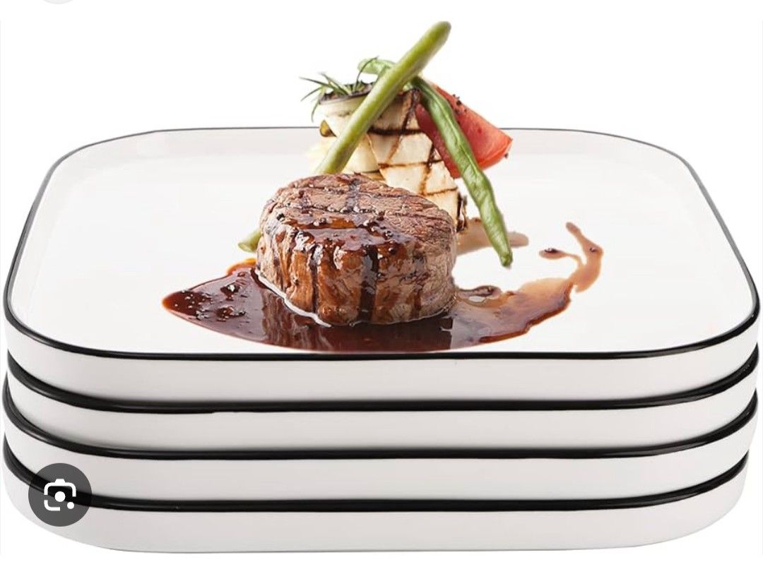 Set of 4 Porcelain Dinner Plates, White - photo 3