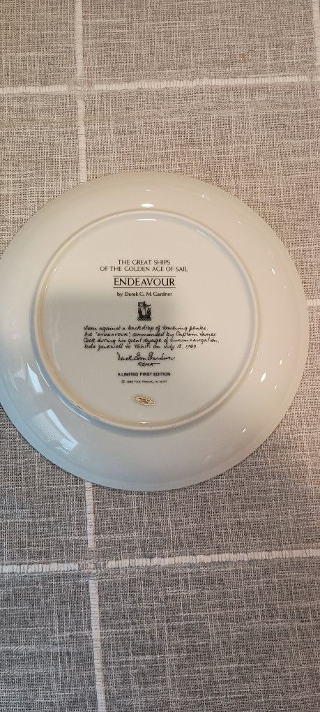 Vintage Franklin Mint "Great Ships" Plate - Endeavor 1986 - photo 2