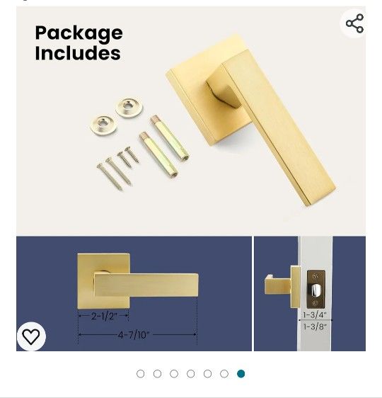 2 Gold Dummy Door Levers for Closet - photo 4