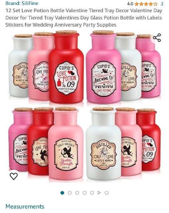 Love Potion Pink Bottles - Set of 12
