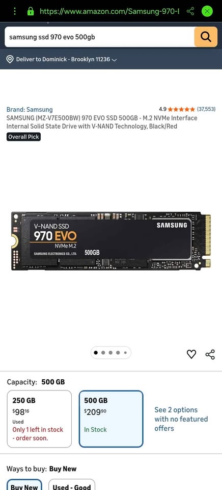 Samsung 970 EVO M.2 NVME 500gb SSD - photo 3