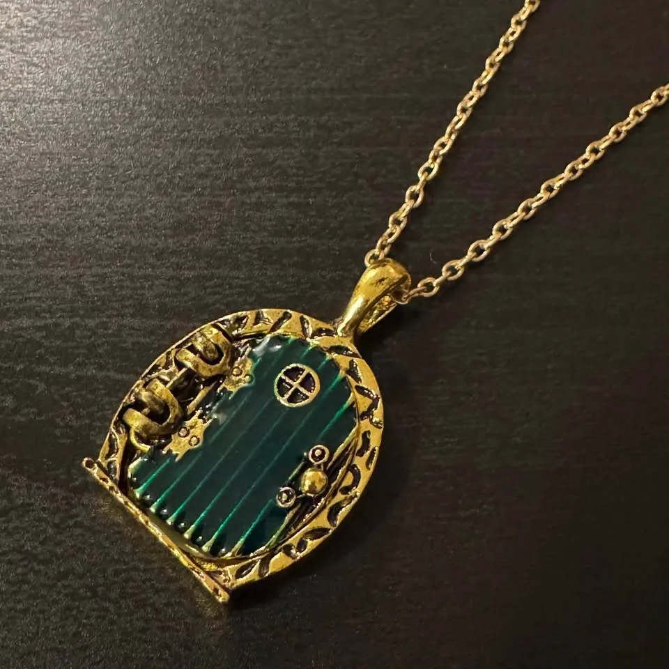 Hobbit Door Locket Pendant Chain Necklace (Gold Tone) image indicator(3)