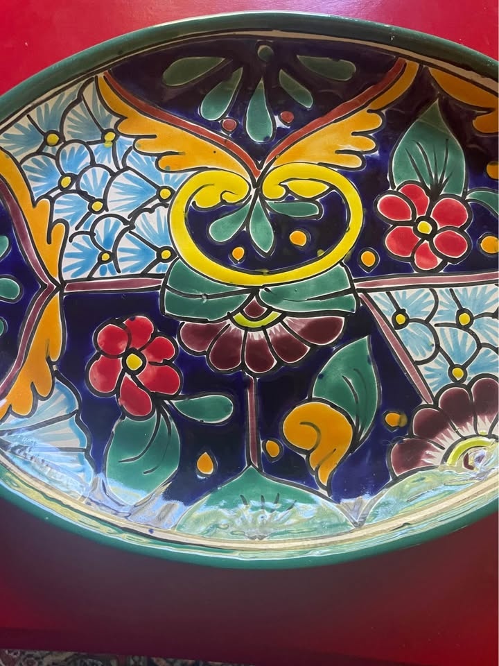 VINTAGE TALAVERA HAND PAINTED OVAL PLATTER LEAD FREE - photo 2