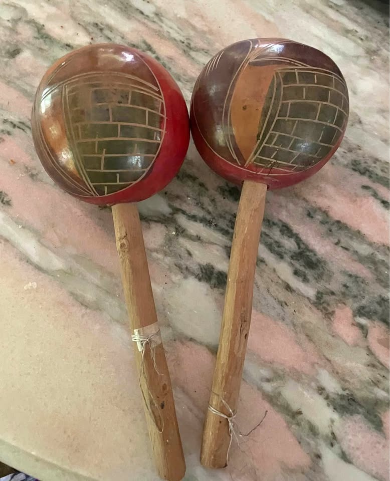 VINTAGE WOODEN MARACAS - SET OF 2!