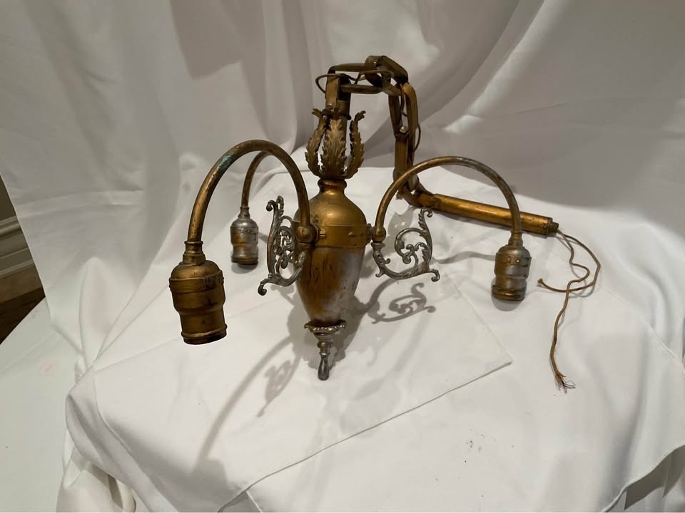 VINTAGE 3 Light Chandelier - 19th to Early 20th Century - photo 5