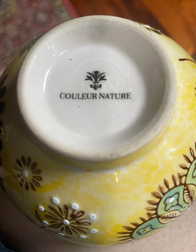COULEUR NATURE PAISLEY FRENCH CERAMIC HAND PAINTED 8oz BOWLS - D - photo 4