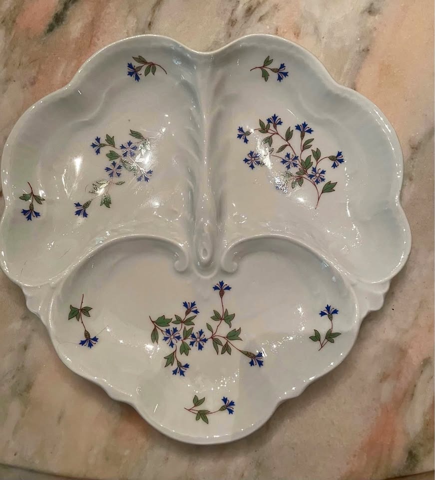 Vintage Bernardaud Limoges Blue Karen Compartment Dish