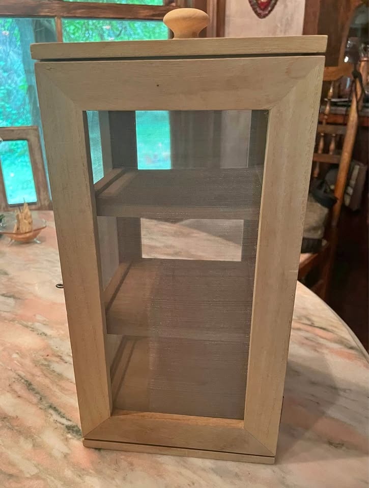 WOODEN 3 TIERED SCREENED COUNTERTOP CHEESE SAFE - NEVER USED!