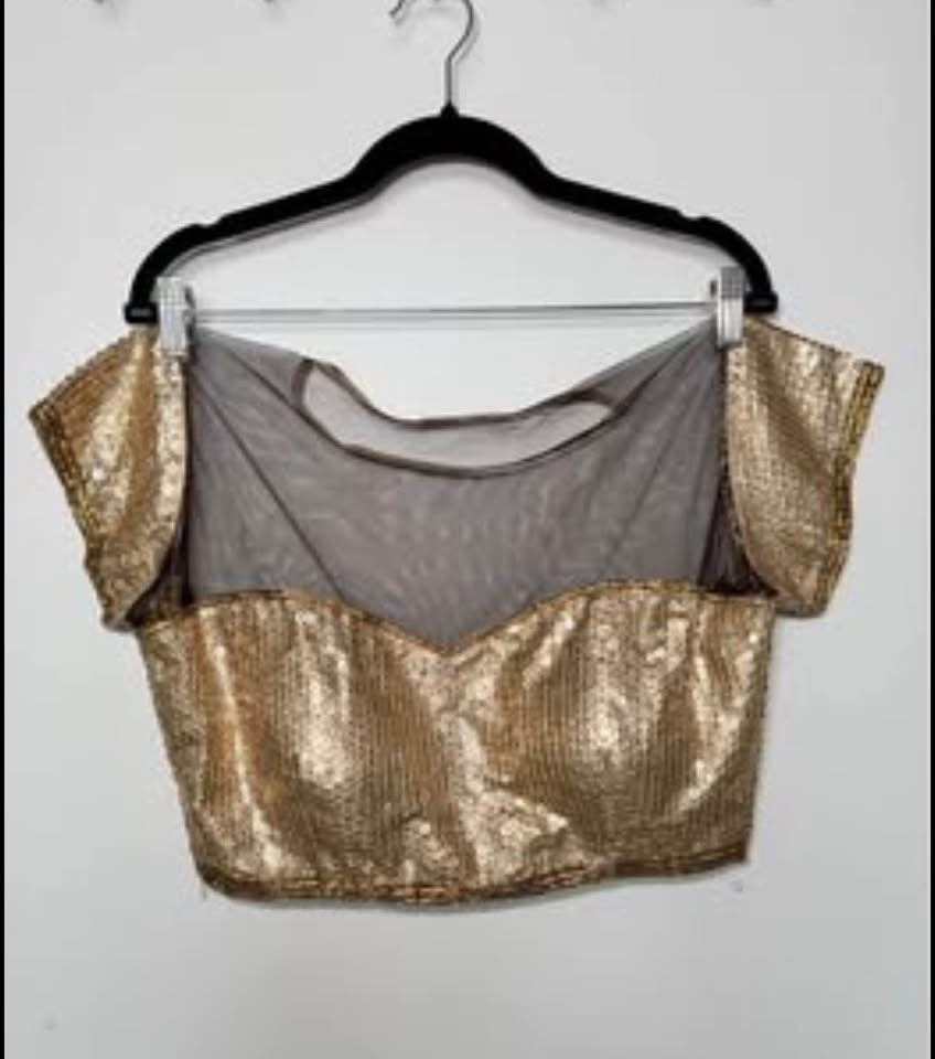Gold Sequin Sari Blouse | size Large - photo 3