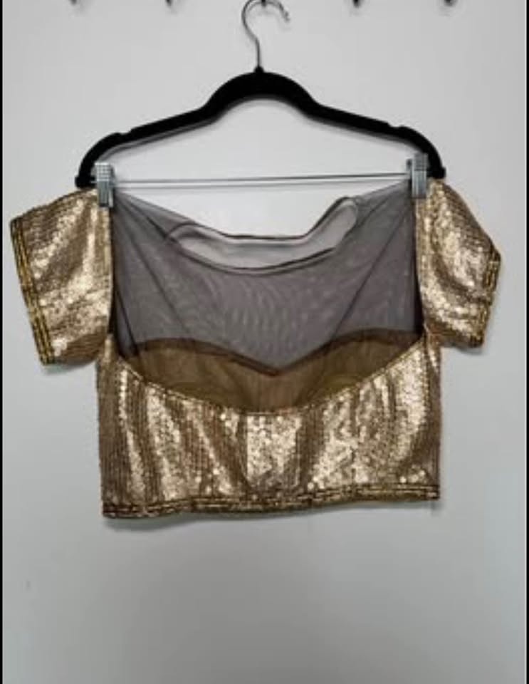 Gold Sequin Sari Blouse | size Large - photo 4