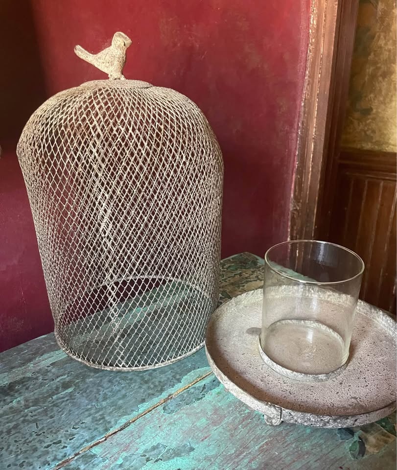 Set of 2 Silver Metal Birdcage Cloche Lanterns - photo 2