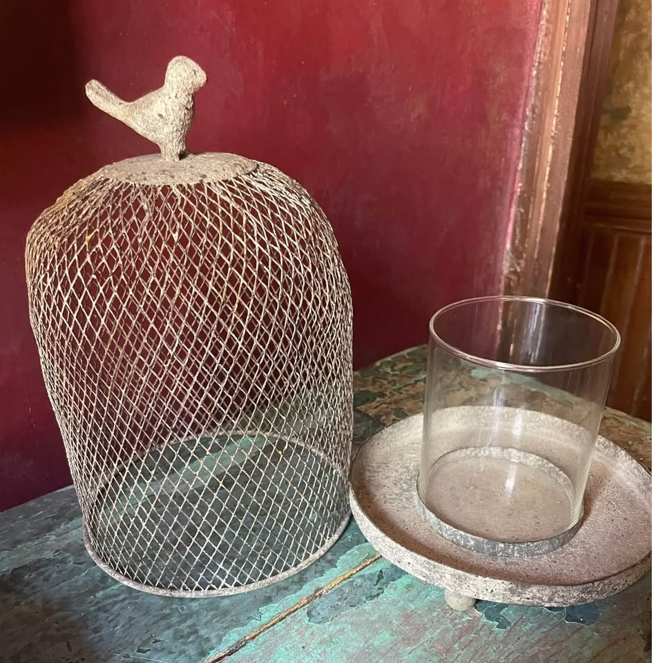 Set of 2 Silver Metal Birdcage Cloche Lanterns - photo 3