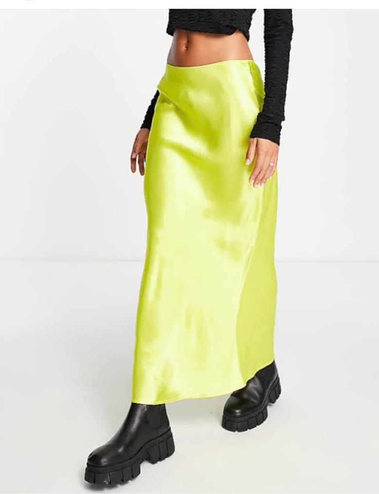 Zara Neon Yellow Satin Skirt | Size Medium - photo 3