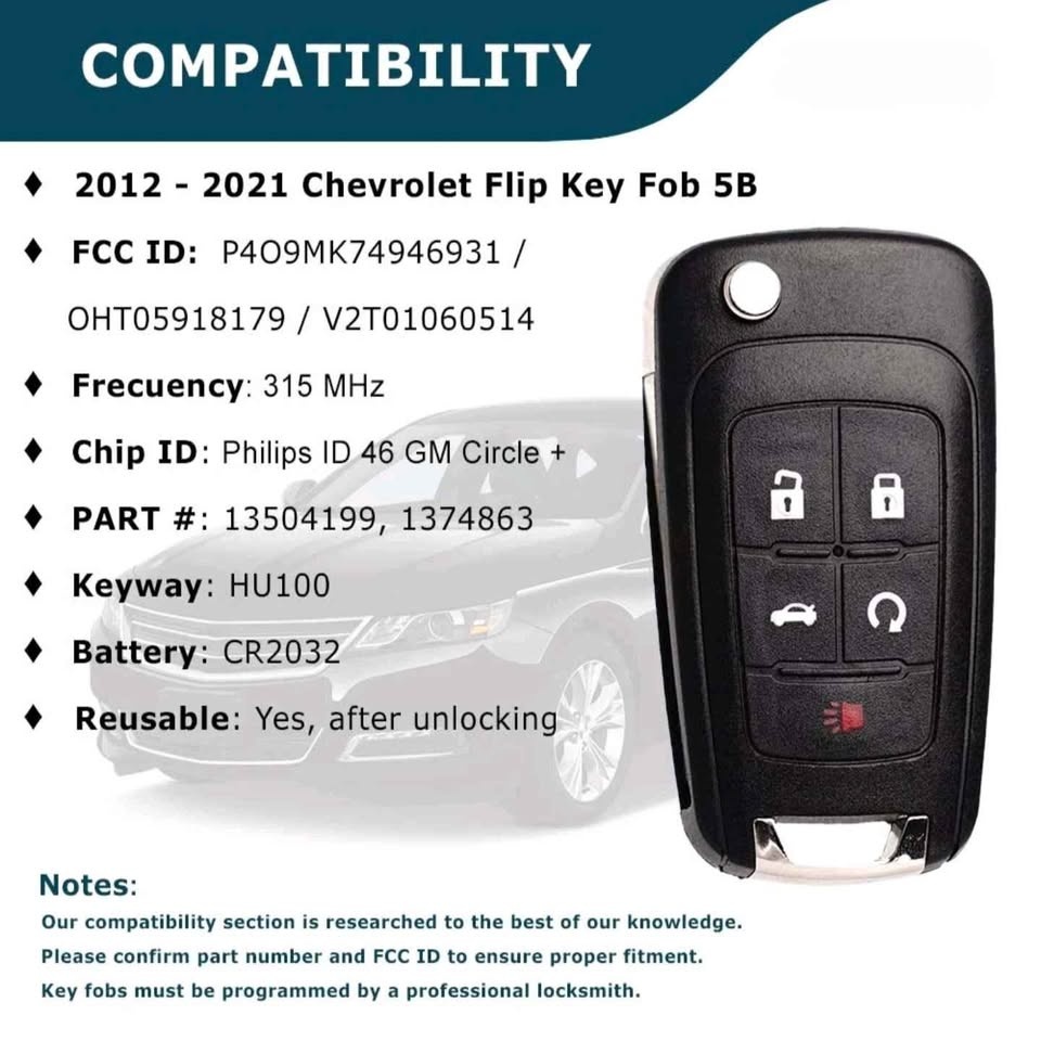 Buick Chevy GMC Push-Start Flip Key Fob Remote - photo 2