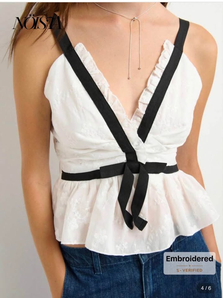 Womens Cotton Top | White and black | Size medium | size 8/10 - photo 4