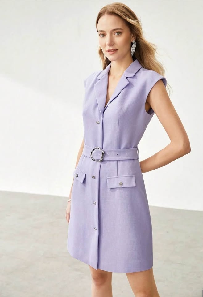 Lilac Blazer Dress | Size Large | MOTF | silver hardware - photo 2