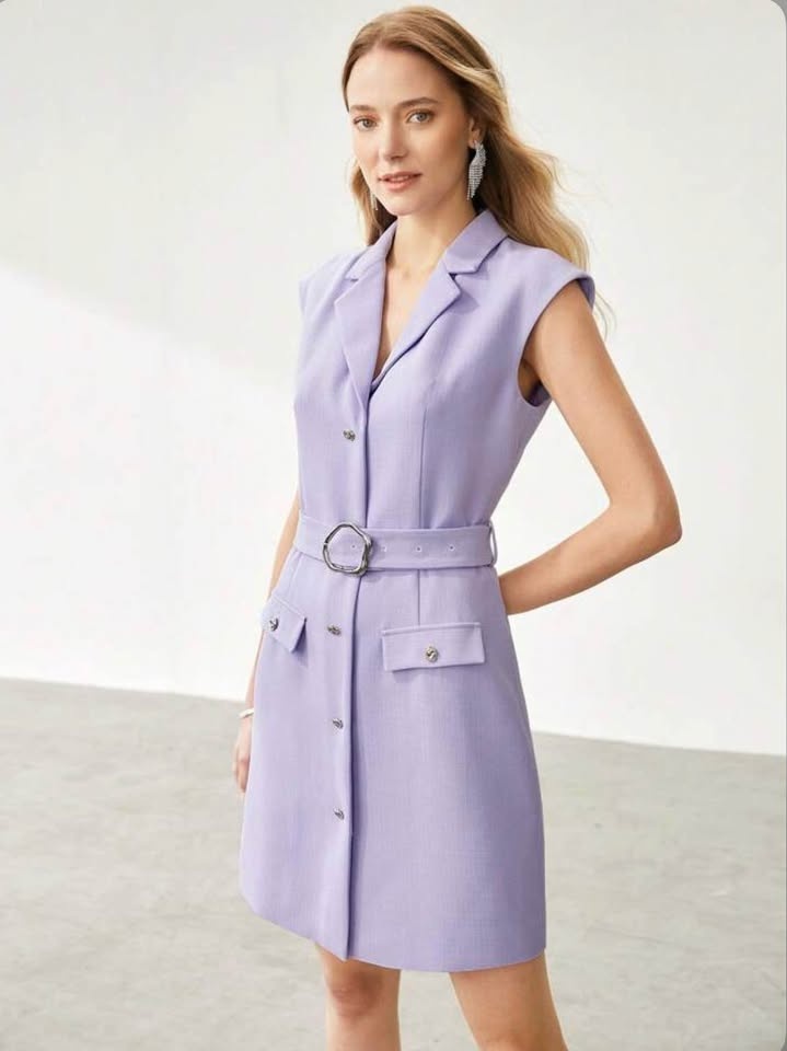 Lilac Blazer Dress | Size Large | MOTF | silver hardware - photo 4
