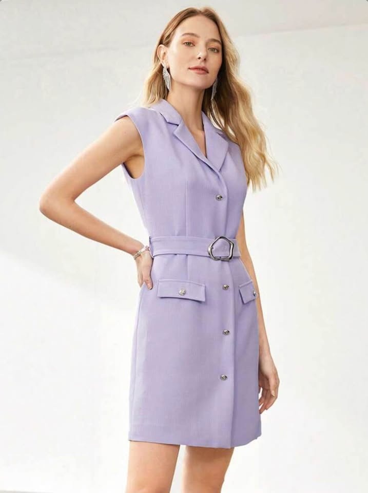 Lilac Blazer Dress | Size Large | MOTF | silver hardware - photo 5