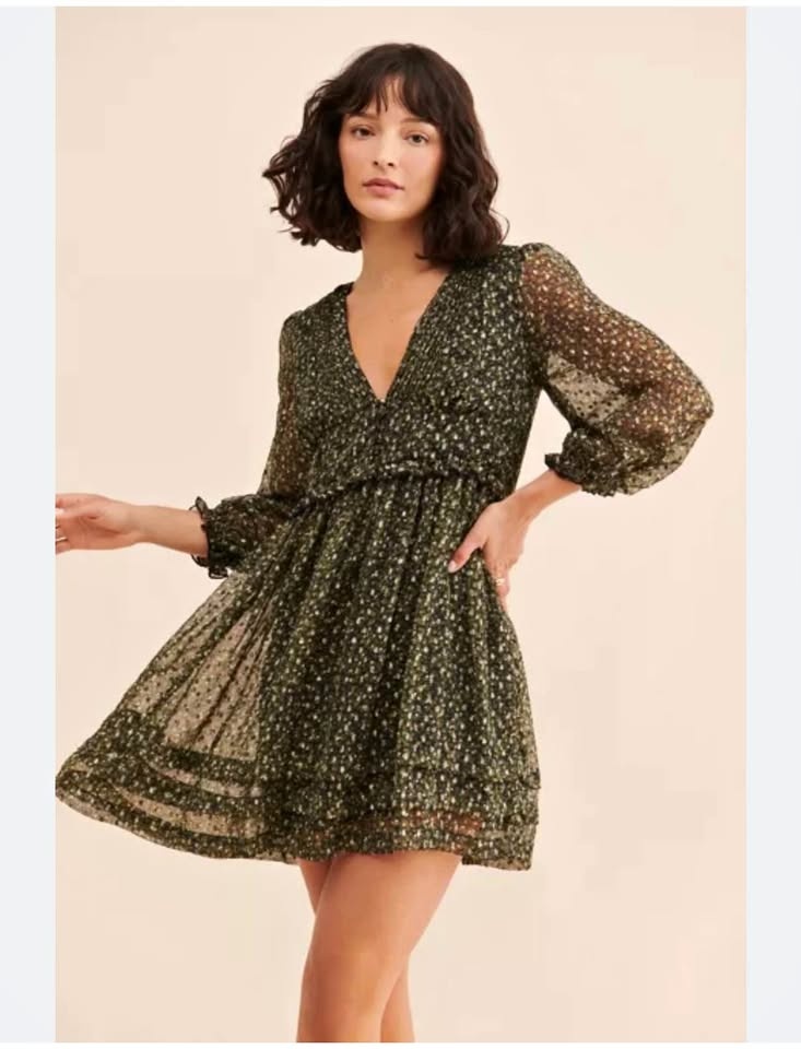 Urban Outfitters Baby doll Dress | chiffon metallic cheetah prin
