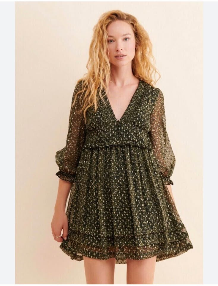 Urban Outfitters Baby doll Dress | chiffon metallic cheetah prin - photo 2