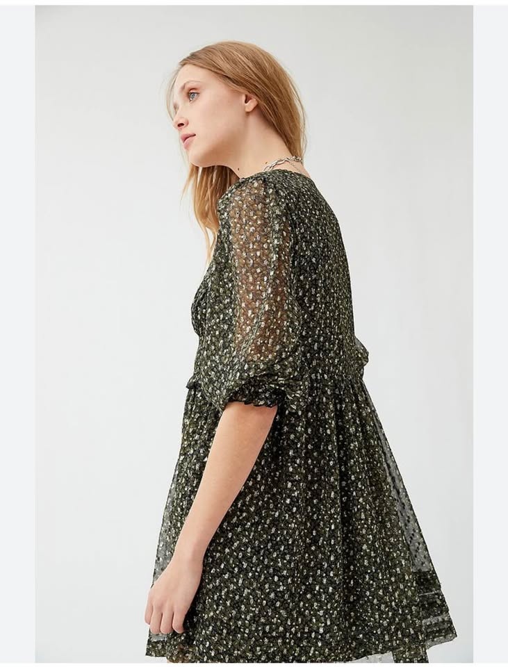 Urban Outfitters Baby doll Dress | chiffon metallic cheetah prin - photo 4