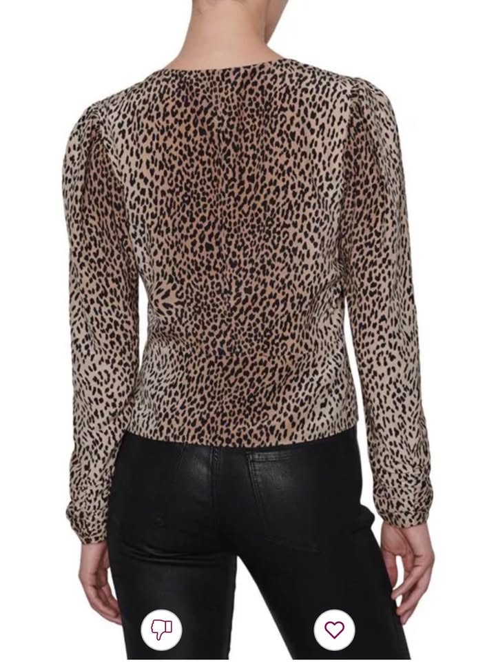FRAME Women's Leopard Print Silk Peplum Blouse Top - Size Small - photo 3