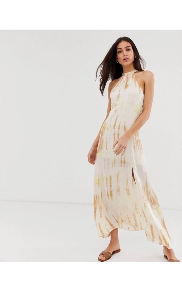 Stradivarius Halter Front Slit Maxi Dress - Size Large - NEW w T - photo 2