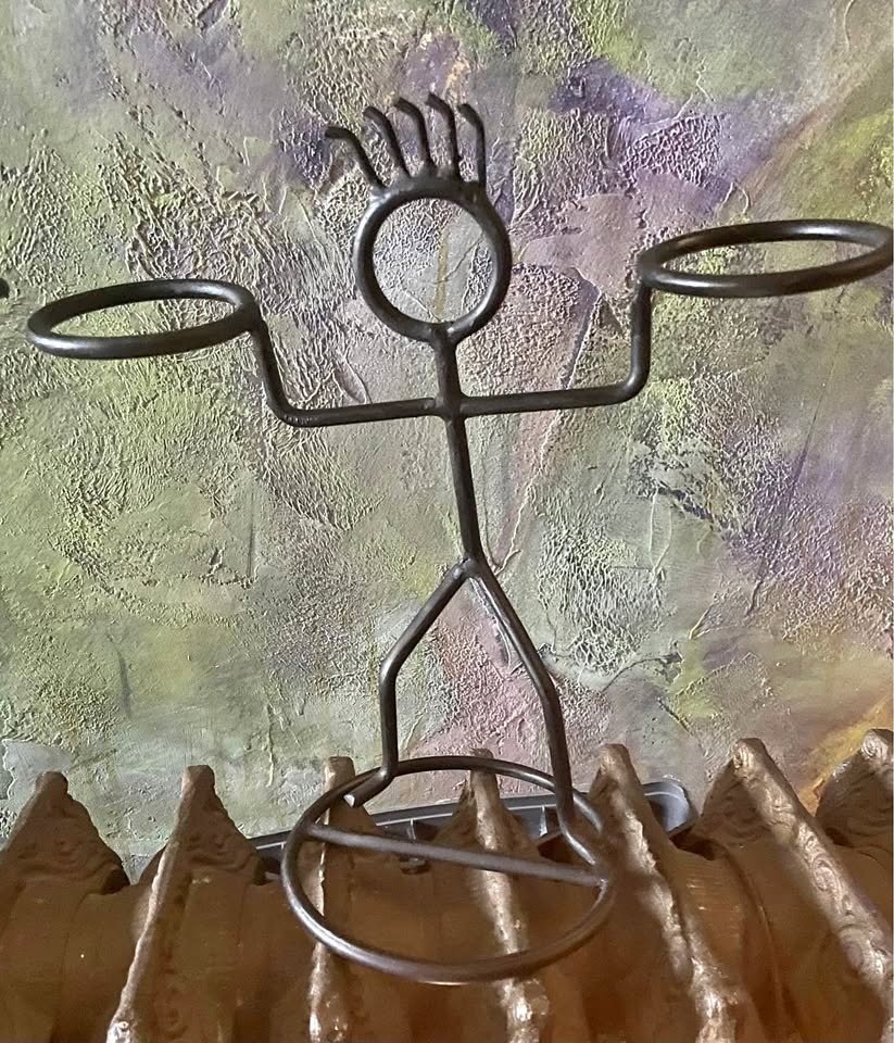 Vintage Wrought Iron Stickman Votive Holder