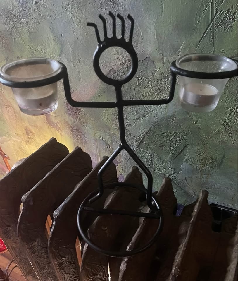 Vintage Wrought Iron Stickman Votive Holder - photo 3
