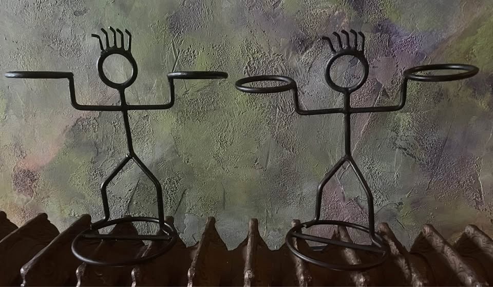 Vintage Wrought Iron Stickman Votive Holder - photo 4