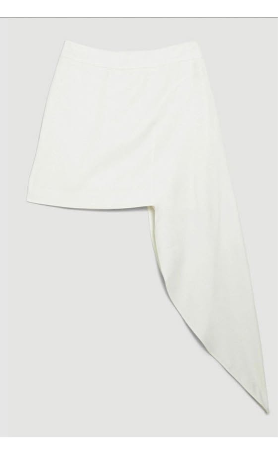 Karen Millen Satin Silk White Mini Skirt with Drape | US Size 12 - photo 4