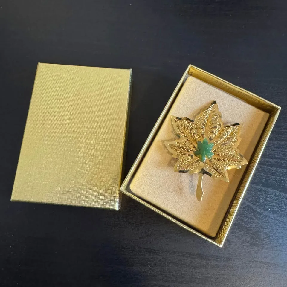 2 Green Jade Stone Brooches Vintage Gold Tone image indicator(7)