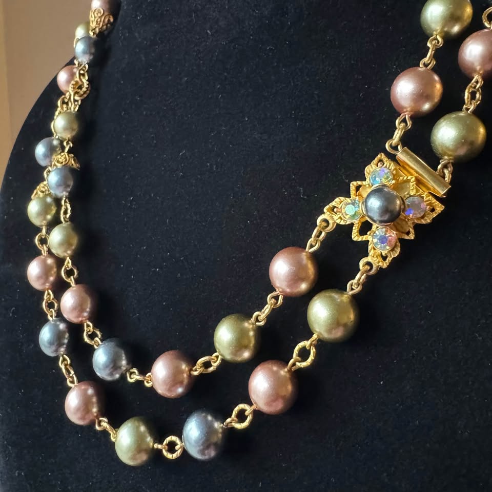 Joan Rivers Double Pearl Strand + AB Clip On Earrings - photo 5