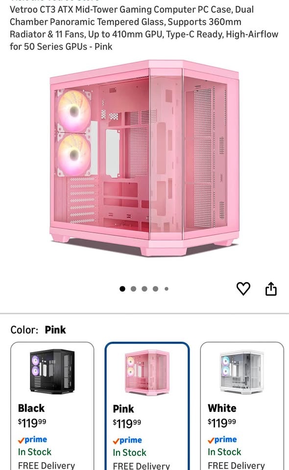 (New) Computer PC Case(Pink)