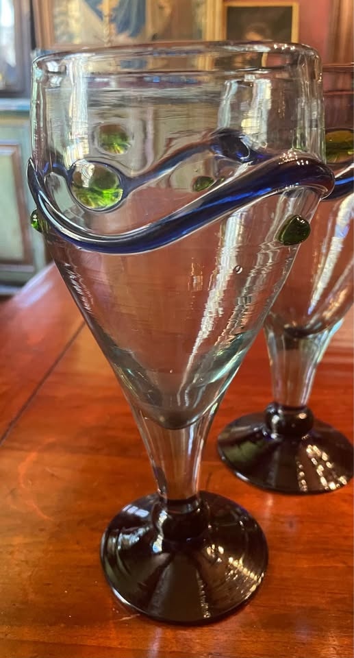 Vintage Hand Blown Glass Goblets - Set of 3 - photo 3