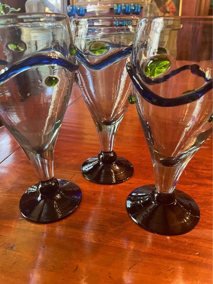 Vintage Hand Blown Glass Goblets - Set of 3 - photo 5