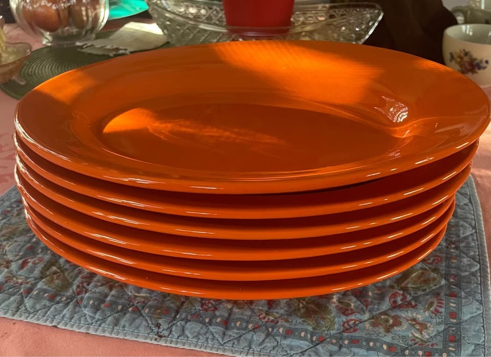 SET OF 6 ELECTRIC CANCUN ORANGE PLATTERS 12"x8.5" FROM INT'L TAB - photo 2