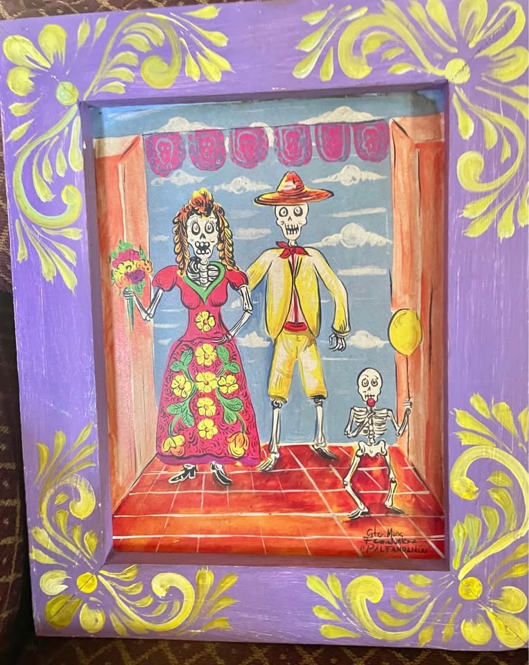 GORGEOUS UNIQUE & COLORFUL MEXICAN DAY OF THE DEAD PAINTINGS - photo 4