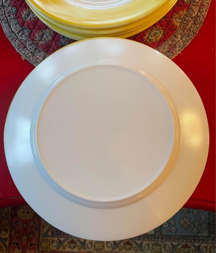 SET OF 6 ARCOROC BRUSH YELLOW 9-3/4" DINNER PLATES - photo 4
