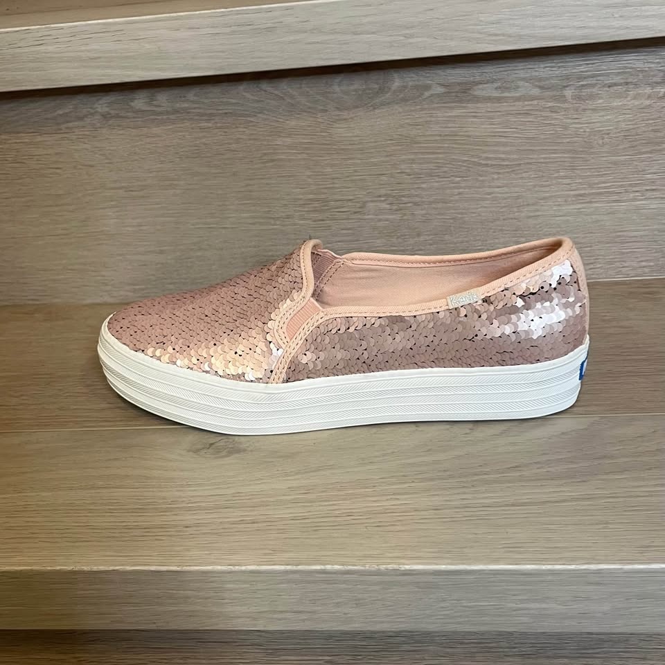 Rare KEDS Rose Gold Sequin Transformer Slip-On Sneakers - Size 8 - photo 5