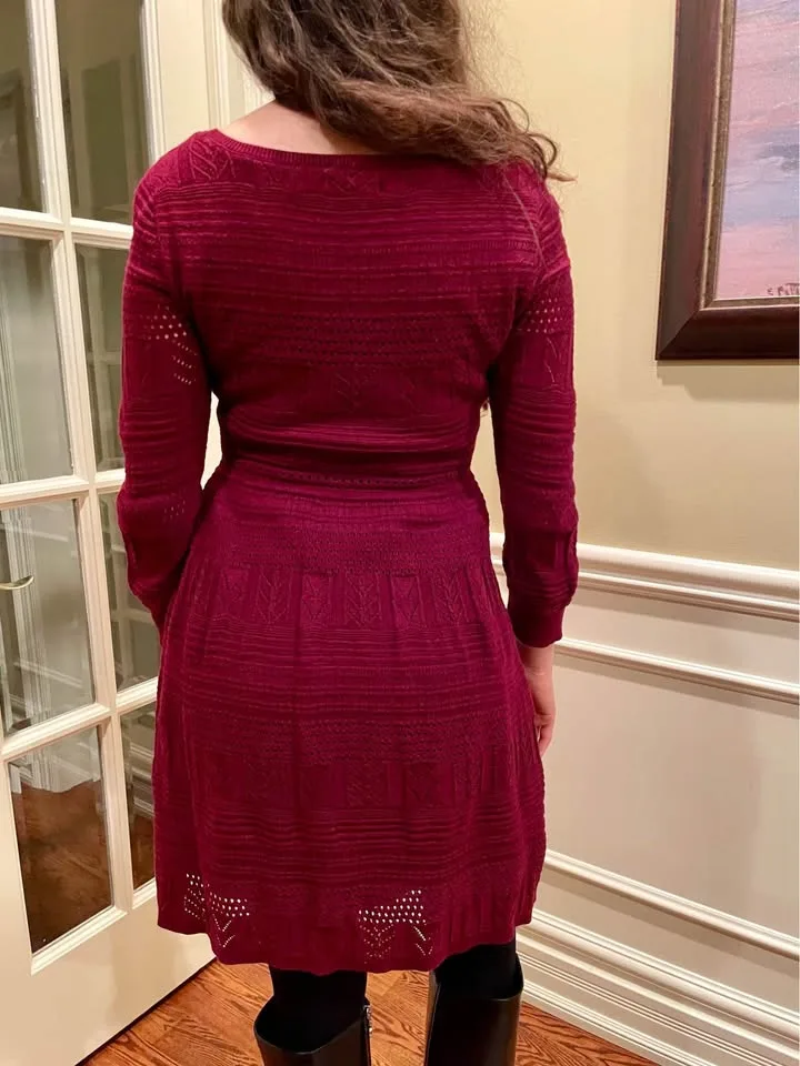 AMERICAN EAGLE OUTFITTERS BURGUNDY SWEATER KNIT DRESS image indicator(4)