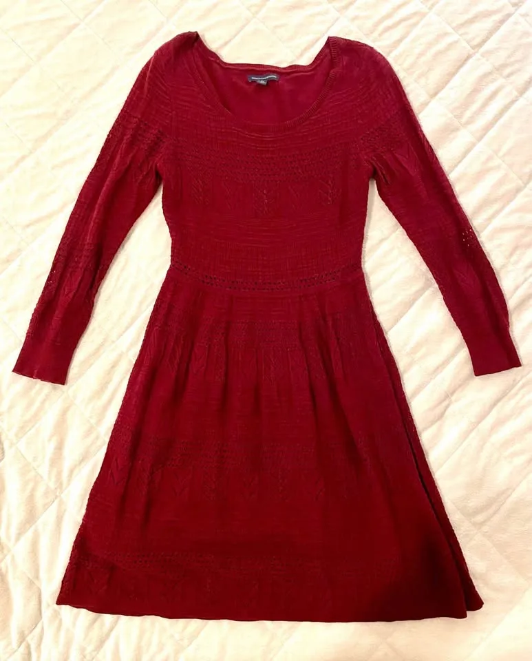 AMERICAN EAGLE OUTFITTERS BURGUNDY SWEATER KNIT DRESS image indicator(5)
