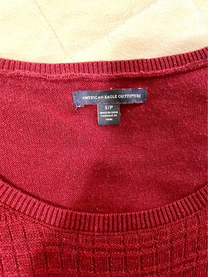 AMERICAN EAGLE OUTFITTERS BURGUNDY SWEATER KNIT DRESS image indicator(7)