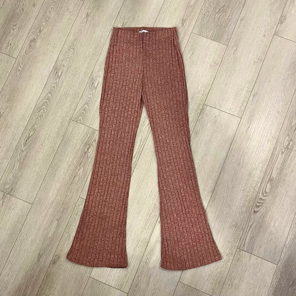Zara Ribbed Knit Flare Pants - Size S