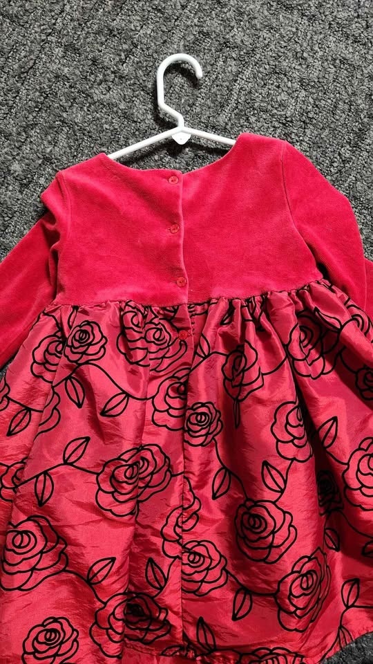 Wonder Kids 3T Red Rose Pattern Dress - photo 4