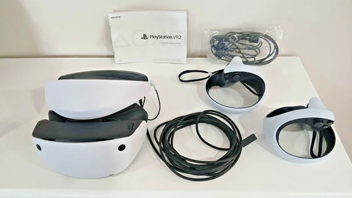 Sony PlayStation VR2 Headset + Controllers, earphones, charging