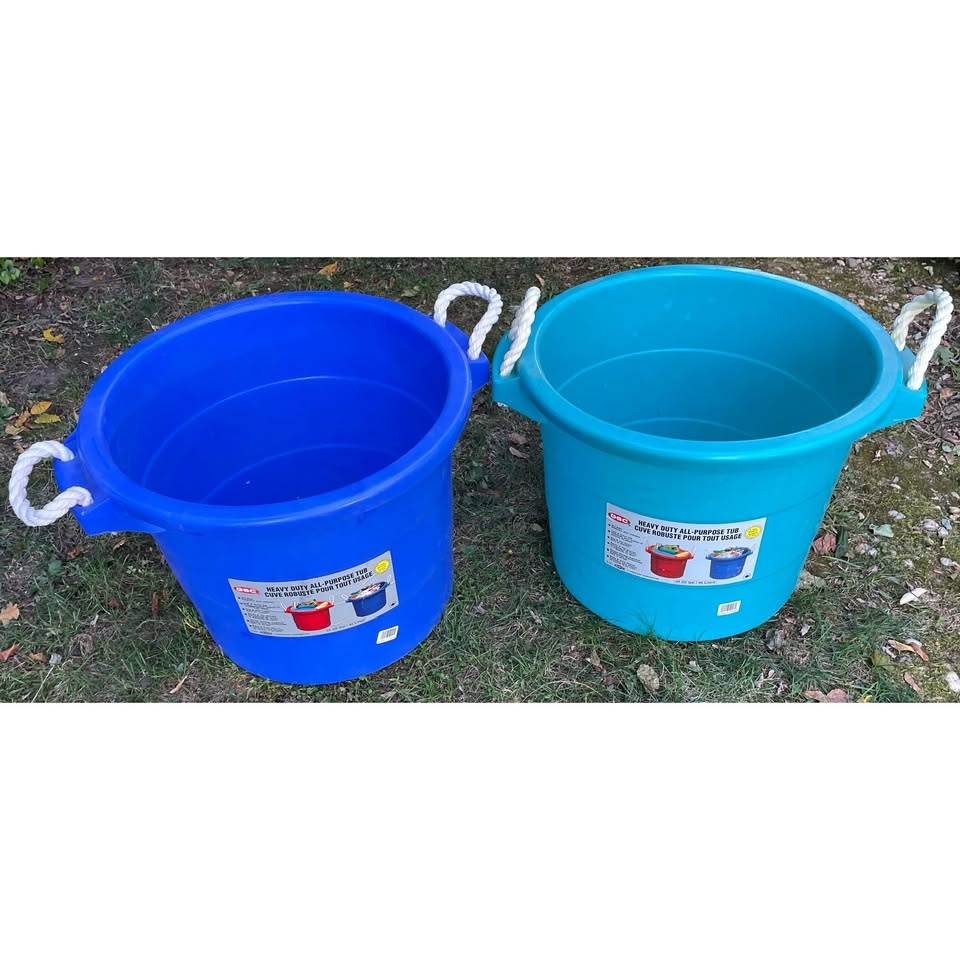Set of 2 Vintage Buckets w/ White Rope Handles