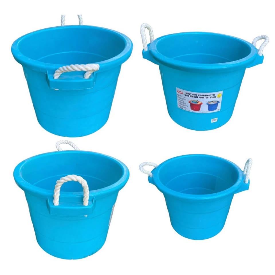 Set of 2 Vintage Buckets w/ White Rope Handles - photo 2