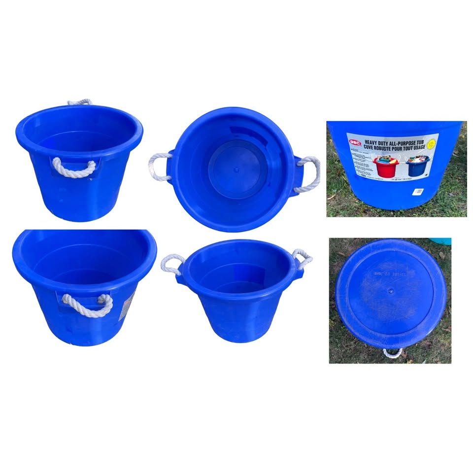 Set of 2 Vintage Buckets w/ White Rope Handles - photo 3